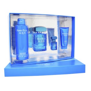 Perry Ellis Set Aqua 4pzs 100ml Edt Spray/ Shower Gel 50ml/ Desodorante 200ml Spray/ 7.5ml Edt Spray Caballero